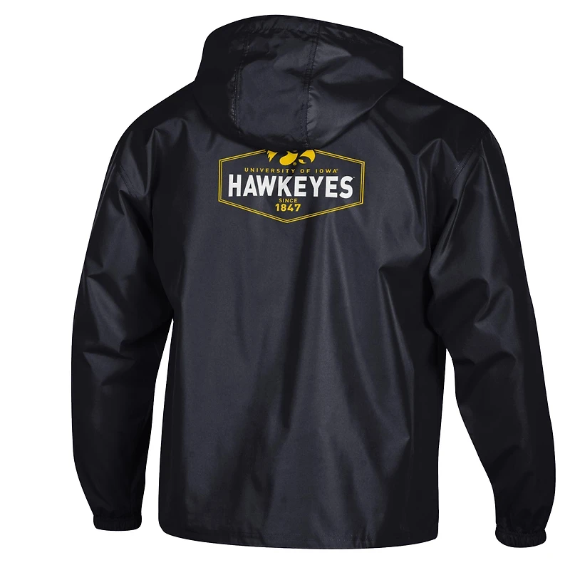 Men's Champion Black Iowa Hawkeyes Delay Packable Half-Zip Jacket