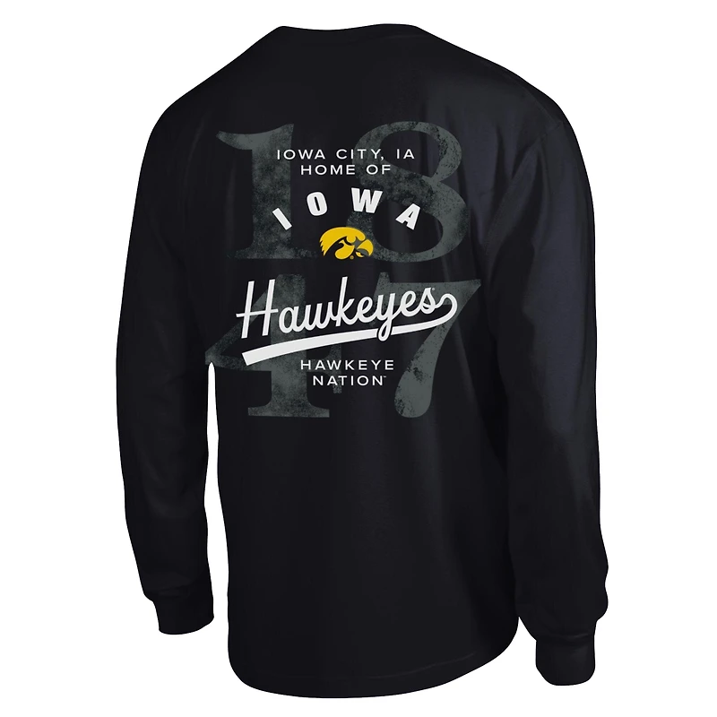 Men's Champion Black Iowa Hawkeyes Laminated All-Star Long Sleeve T-Shirt