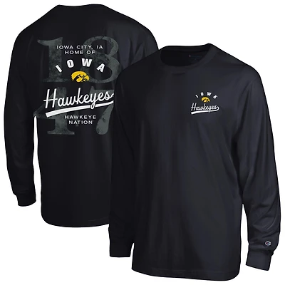 Men's Champion Black Iowa Hawkeyes Laminated All-Star Long Sleeve T-Shirt