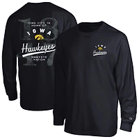 Men's Champion  Black Iowa Hawkeyes Laminated All-Star Long Sleeve T-Shirt