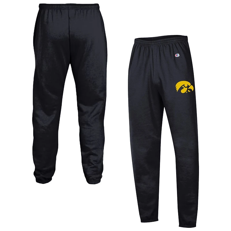 Men's Champion  Black Iowa Hawkeyes Powerblend Banded Fleece Sweatpants