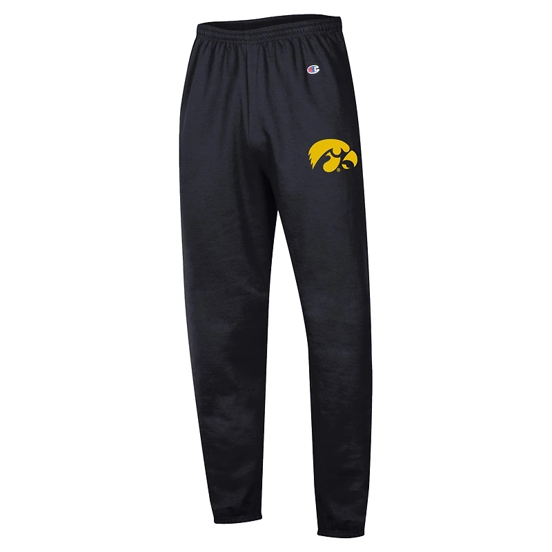 Men's Champion  Black Iowa Hawkeyes Powerblend Banded Fleece Sweatpants