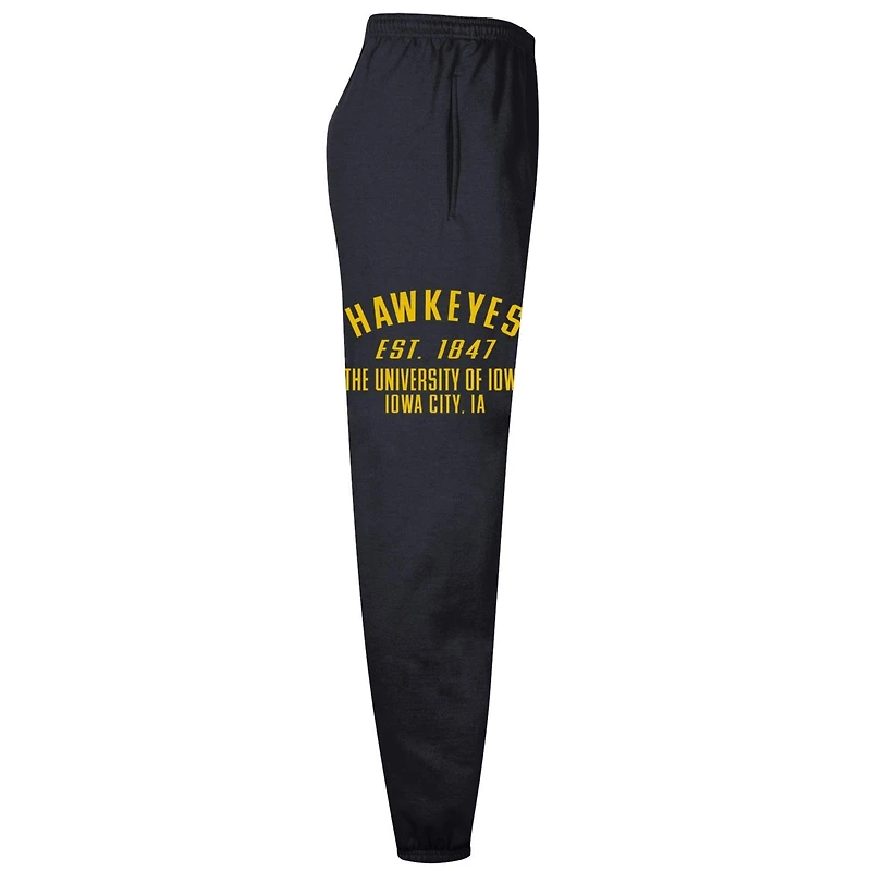 Men's Champion  Black Iowa Hawkeyes Powerblend Banded Fleece Sweatpants