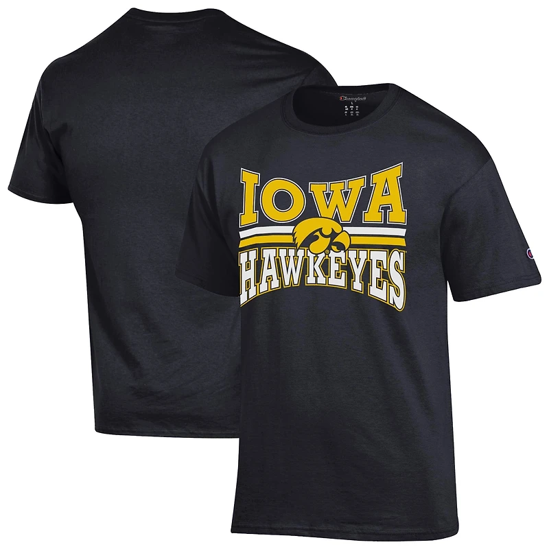 T-shirt noir Champion Iowa Hawkeyes Team Zoom pour hommes