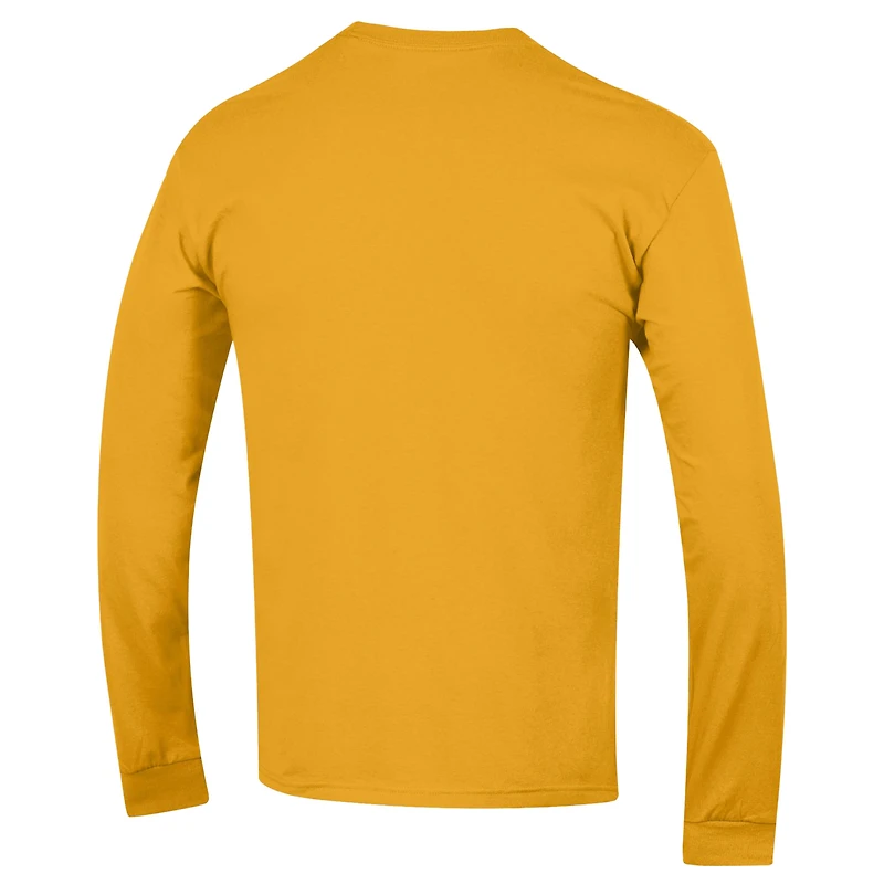 Men's Champion  Gold Iowa Hawkeyes Arch Over Logo 2-Hit Long Sleeve T-Shirt