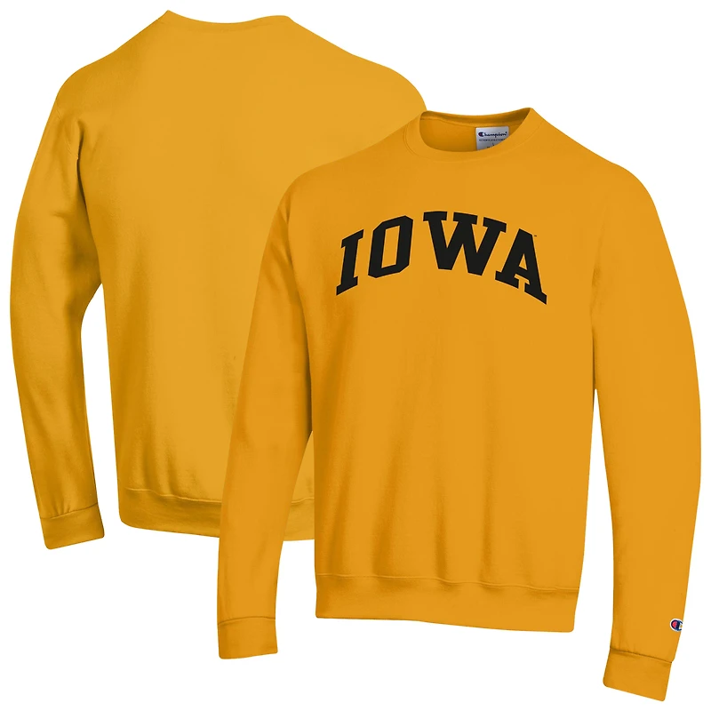 Men's Champion Gold Iowa Hawkeyes Basic Arch Fleece Pullover Sweatshirt