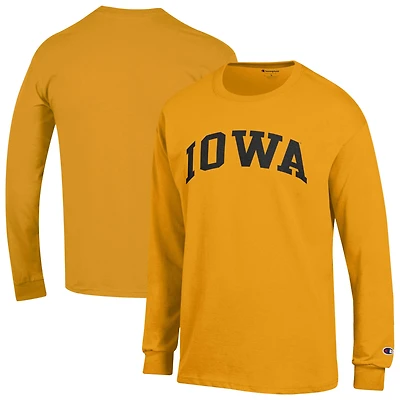 T-shirt à manches longues Champion Gold Iowa Hawkeyes Basic Arch pour homme