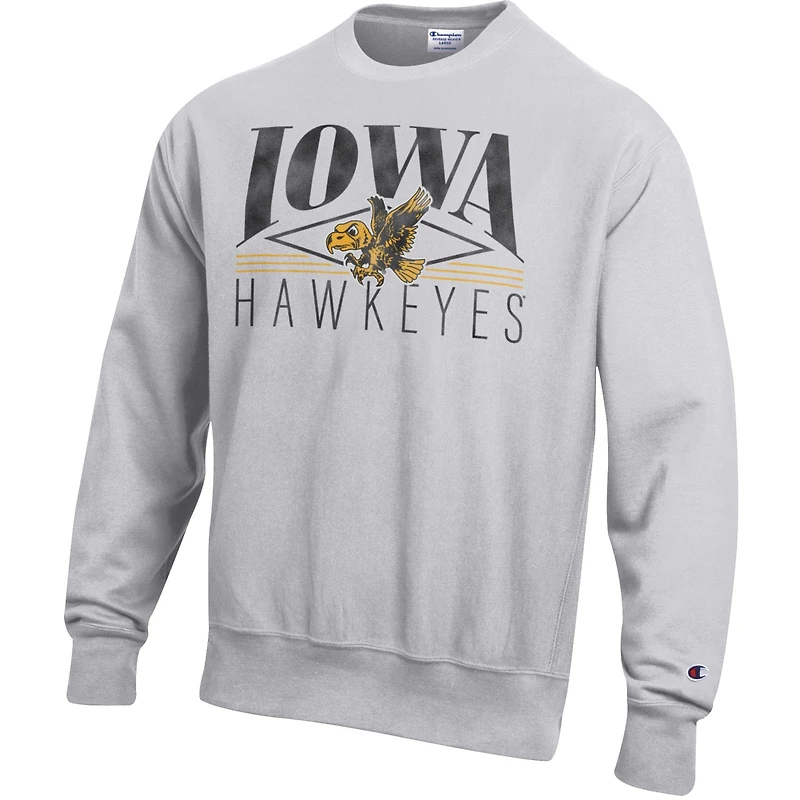 Men's Champion Gray Iowa Hawkeyes Retro Rhombus Reverse Weave Fleece Sweatshirt