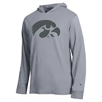 Men's Champion  Gray Iowa Hawkeyes Tonal All-Star Long Sleeve Hooded T-Shirt