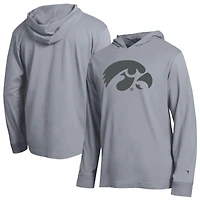 Men's Champion  Gray Iowa Hawkeyes Tonal All-Star Long Sleeve Hooded T-Shirt