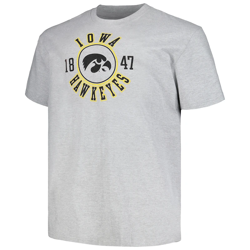 T-shirt Champion Heather Grey Iowa Hawkeyes Big & Tall Circle Logo pour hommes