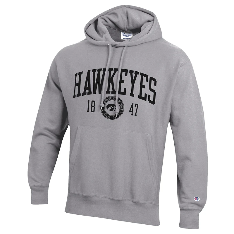 Men's Champion  Heather Gray Iowa Hawkeyes Established Reverse Weave Hoodie