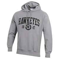 Men's Champion  Heather Gray Iowa Hawkeyes Established Reverse Weave Hoodie