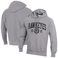 Men's Champion  Heather Gray Iowa Hawkeyes Established Reverse Weave Hoodie