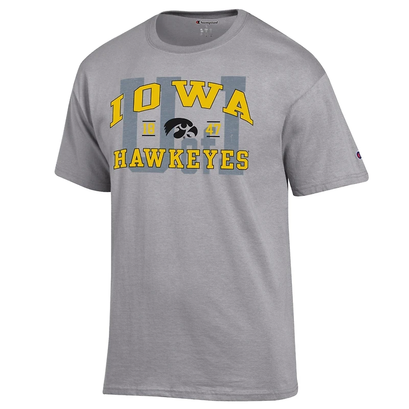 Men's Champion Heather Gray Iowa Hawkeyes Varsity T-Shirt