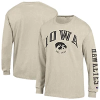 Men's Champion  Heather Oatmeal Iowa Hawkeyes Neutral Arch Long-Sleeve T-Shirt