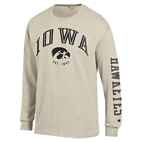 T-shirt à manches longues Champion Heather Oatmeal Iowa Hawkeyes Neutral Arch pour homme