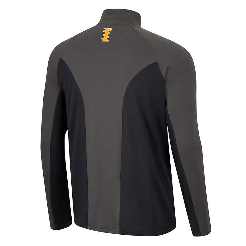 Men's Colosseum Black/Charcoal Iowa Hawkeyes Two Yutes Raglan Quarter-Zip Windshirt