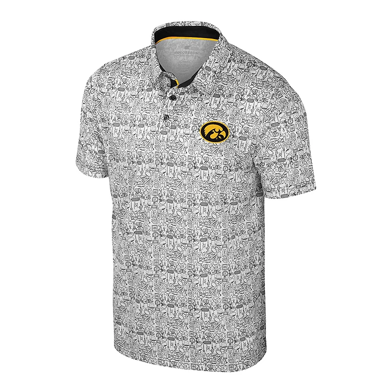 Polo colosseum noir/blanc pour homme Iowa Hawkeyes Big & Tall Allover