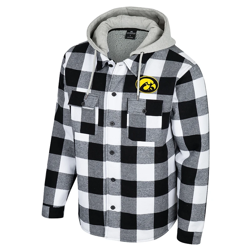 Veste zippée à carreaux Buffalo Iowa Hawkeyes noire/blanche Colosseum pour homme