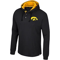 Men's Colosseum Black Iowa Hawkeyes Affirmative Thermal Hoodie Long Sleeve T-Shirt