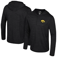 Men's Colosseum Black Iowa Hawkeyes Always Sunny Lightweight Quarter-Zip Hoodie