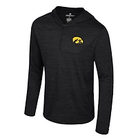 Men's Colosseum Black Iowa Hawkeyes Always Sunny Lightweight Quarter-Zip Hoodie