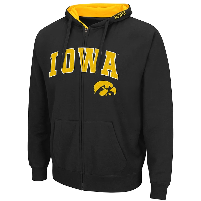 Sweat à capuche entièrement zippé Colosseum Iowa Hawkeyes Arch & Logo 3.0 pour homme, noir