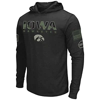 Colosseum Black Iowa Hawkeyes Big & Tall OHT Military Appreciation Tango T-shirt à capuche manches longues pour homme