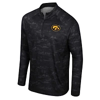 Men's Colosseum Black Iowa Hawkeyes Carson Raglan Quarter-Zip Jacket