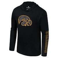 T-shirt à capuche manches longues et pour hommes Colosseum Black Iowa Hawkeyes Color Pop Active Blend 2-Hit