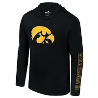 T-shirt à capuche et manches longues pour homme Colosseum Black Iowa Hawkeyes, coloris pop, mélange actif
