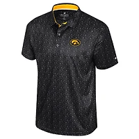 Men's Colosseum  Black Iowa Hawkeyes Football Print Polo