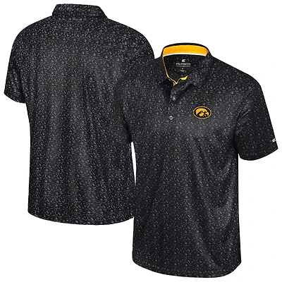 Polo imprimé football Colosseum noir pour homme, Iowa Hawkeyes