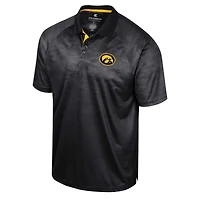 Polo à manches raglan en nid d'abeille Colosseum Iowa Hawkeyes noir pour hommes