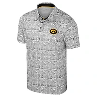 Men's Colosseum Black Iowa Hawkeyes It's Time! Allover Print Polo