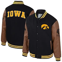 Men's Colosseum  Black Iowa Hawkeyes Letterman Full-Snap Varsity Jacket
