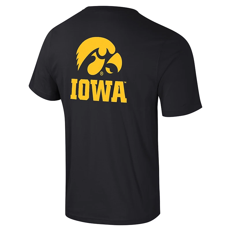 T-shirt Colosseum Black Iowa Hawkeyes Logo Lockup 2-Hit Active Blend pour hommes