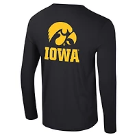 T-shirt à manches longues Colosseum Black Iowa Hawkeyes Logo Lockup 3-Hit Active Blend pour hommes