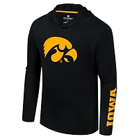 Men's Colosseum Black Iowa Hawkeyes Logo Lockup Active Blend Long Sleeve  T-Shirt Hoodie