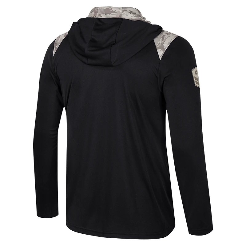 Men's Colosseum Black Iowa Hawkeyes OHT Military Appreciation Quarter-Zip Hoodie Jacket