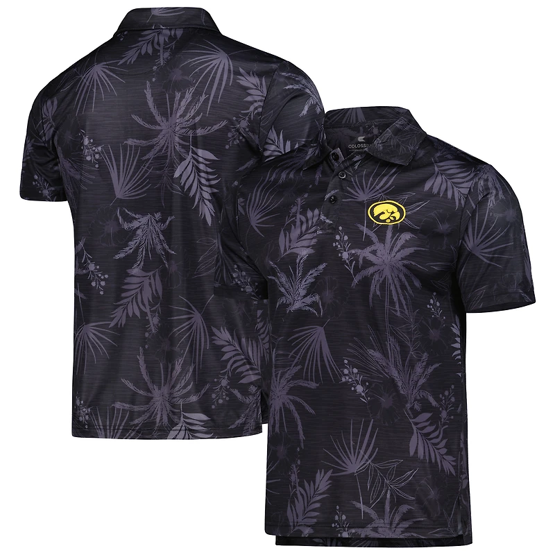 Polo d'équipe Colosseum Black Iowa Hawkeyes Palms pour homme