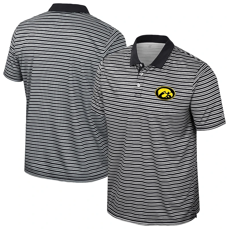 Polo rayé noir Colosseum Iowa Hawkeyes pour homme