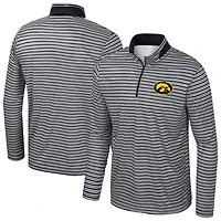 Haut rayé à glissière quart de tour Colosseum Black Iowa Hawkeyes pour homme