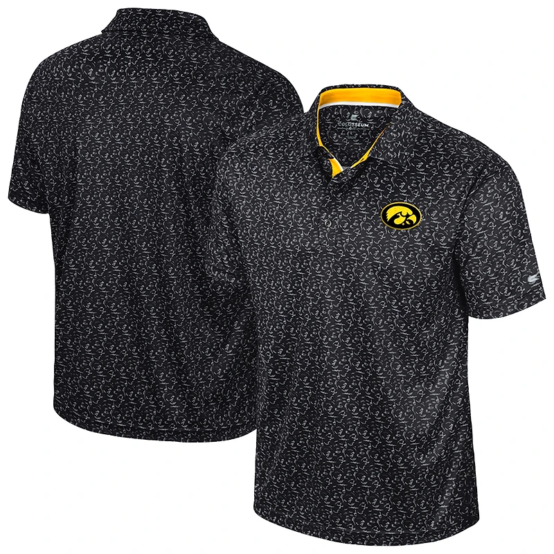 Men's Colosseum Black Iowa Hawkeyes Sublimated Golf Polo