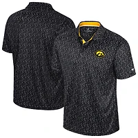 Men's Colosseum Black Iowa Hawkeyes Sublimated Golf Polo