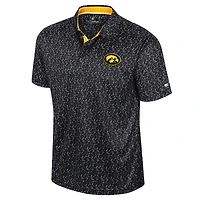 Men's Colosseum Black Iowa Hawkeyes Sublimated Golf Polo