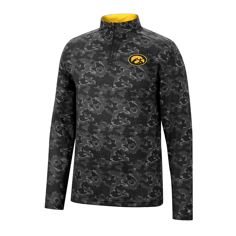 Men's Colosseum Black Iowa Hawkeyes Tivo Quarter-Zip Jacket