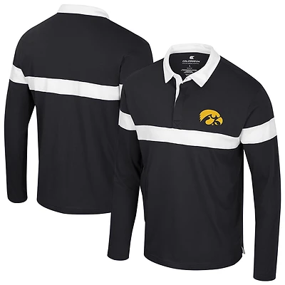 Polo à manches longues pour homme Colosseum Black Iowa Hawkeyes Too Cool For School