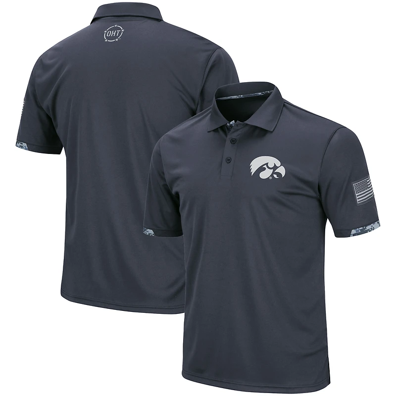 Polo pour hommes Colosseum Charcoal Iowa Hawkeyes Big & Tall OHT Military Appreciation Digital Camo